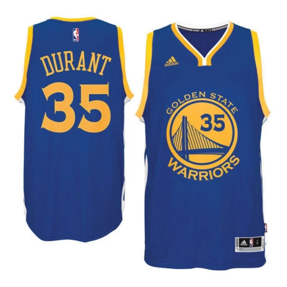 Adidas Kevin Durant Warriors #35 NBA Jersey Blue Swingman Men L